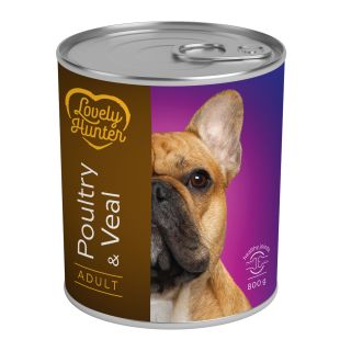 LOVELY HUNTER konservsööt täiskasvanud koertele linnu- ja vasikalihaga 800 g
