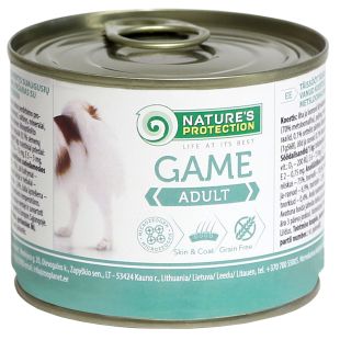 NATURE'S PROTECTION Täiskasvanud koertele metsloomalihaga 200 g