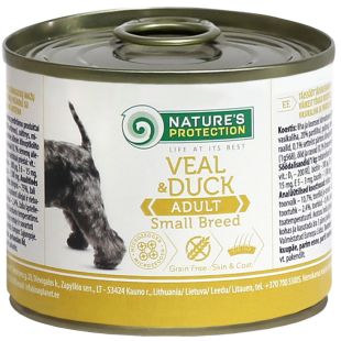 NATURE'S PROTECTION Ttäissööt täiskasvanud väikest tõugu koertele vasikaliha ja pardiliha 200 g