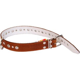 HIPPIE PET Ошейник из флиса, с заклепками, 3.5x65 см коричневый