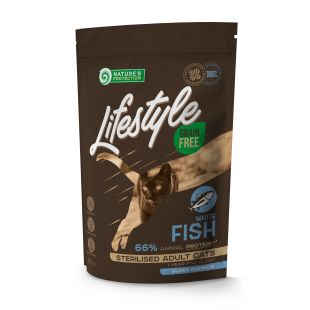 NATURE'S PROTECTION LIFESTYLE сухой беззерновой корм для взрослых стерилизованных кошек, с белой рыбой 400 г