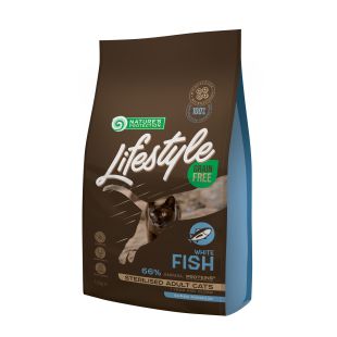 NATURE'S PROTECTION LIFESTYLE сухой беззерновой корм для взрослых стерилизованных кошек, с белой рыбой 1.5 кг