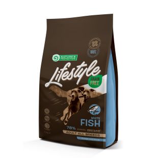 NATURE'S PROTECTION LIFESTYLE беззерновой сухой корм для взрослых собак всех пород, с белой рыбой 1.5 кг