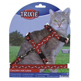 TRIXIE Прогулочный комплект для кошек нейлоновый, со шлейками, 27-46 см/10 мм, 1.20 м