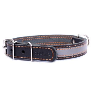 COLLAR Кожаный светоотражающий ошейник чёрный, 2x32-40 см
