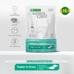NATURE'S PROTECTION SUPERIOR CARE tuunikala ja meriahvenaga konservsööt-söödalisand igat tõugu kassipoegadele immuunsüsteemi turgutuseks 70 g x 24