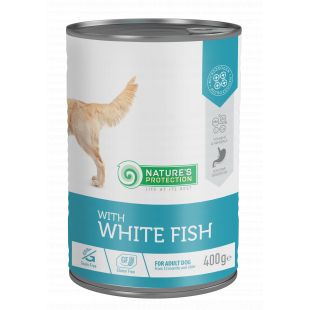 NATURE'S PROTECTION konservsööt täiskasvanud koertele valge kalalihaga 400 g x 6