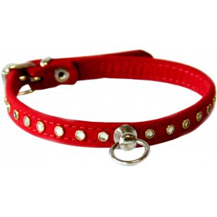 HIPPIE PET Ошейник, велюровый, с глазками, 1.0x25 см красный