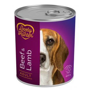 LOVELY HUNTER консервированный корм для взрослых собак, с говядиной и ягнятиной 800 г