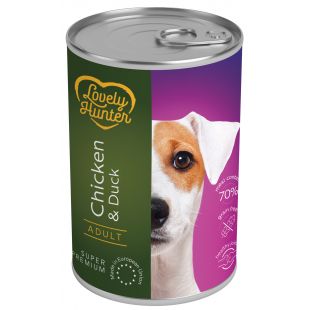 LOVELY HUNTER консервированный корм для взрослых собак, с курятиной и утятиной 400 г x 6
