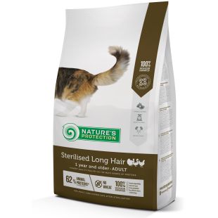 NATURE'S PROTECTION сухой корм для взрослых стерилизованных кошек с длинной шерстью, с мясом домашней птицы 2 кг x 4