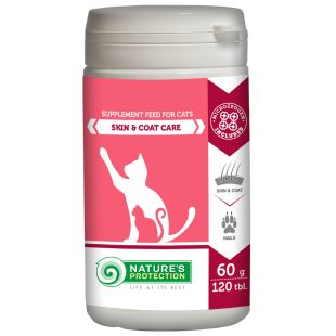 NATURE'S PROTECTION täiskasvanud kasside toidulisand naha ja karva hoolduseks 120 tbl, 60 g