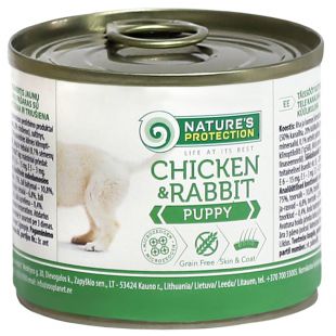 NATURE'S PROTECTION консервированный корм для молодых собак, с курятиной и крольчатиной 200 г