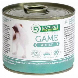 NATURE'S PROTECTION консервированный корм для взрослых собак, с дичью 200 г