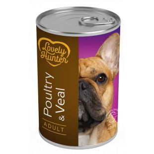LOVELY HUNTER консервированный корм для взрослых собак, с мясом домашней птицы и телятиной 400 г