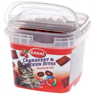 SANAL cat Cranberry & Chicken Bites cup пищевая добавка для кошек 75 г, с клюквой и курятиной