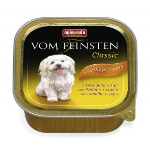 ANIMONDA Vom feinsten classic консервированный корм для взрослых собак, с мясом домашней птицы и телятиной 150 г