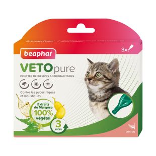 BEAPHAR VETO Pure -1 kirbutilgad kassipoegadele VETO nature - 1 - naturaalne putukatõrje kassipoegadele.