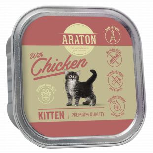 ARATON Kitten with chicken, консервы с курицей для котят 85 г
