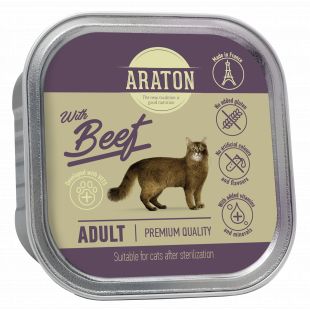 ARATON консервированный корм для взрослых кошек, с говядиной 85 г