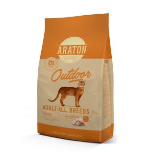 ARATON сухой корм для активных взрослых кошек, с курицей и индейкой  1.5 кг