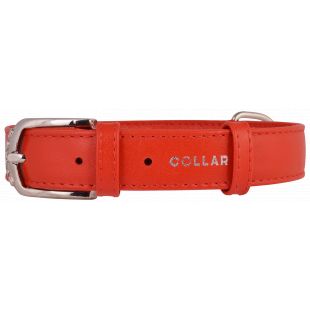 COLLAR Кожаный ошейник GLAMOUR 3,5 см x 46-60 см, красного цвета