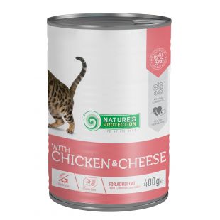 NATURE'S PROTECTION консервированный корм для взрослых кошек, с курицей и сыром 400 г