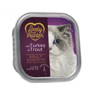 LOVELY HUNTER консервированный корм для взрослых стерилизованных кошек, с индейкой и треской 85 г