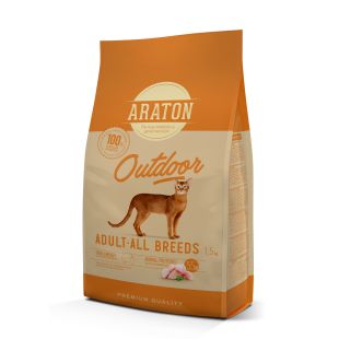 ARATON сухой корм для активных взрослых кошек, с курицей и индейкой  1.5 кг x 4