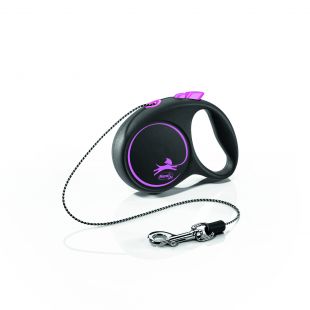 FLEXI Black Design Поводок-шнур XS, макс. 8 кг, 3 м, веревочный, розового цвета