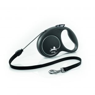 FLEXI Black Design Поводок-шнур S, макс. 12 кг, 5 м, веревочный, черного цвета