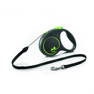 FLEXI Black Design jalutusrihm- nöör S, max 15 kg, 5 m, nöör, roheline