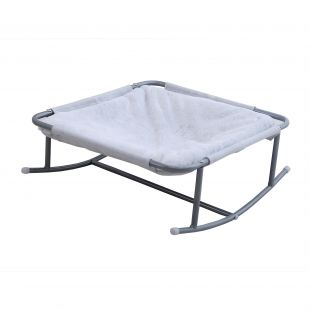 P.LOUNGE Лежак для домашних животных качающийся, плюшевый, со стальным каркасом, 45x45x19 см, серый