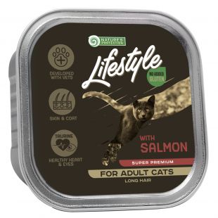 NATURE'S PROTECTION LIFESTYLE консервированный корм для длинношерстных взрослых кошек, с лососем 85 g