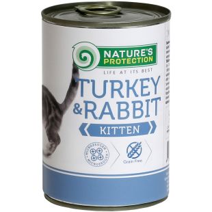 NATURE'S PROTECTION konservsööt noortele kassidele kalkuni- ja jäneselihaga 400 g x 6