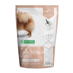 NATURE'S PROTECTION Healthy growth Junior dog With chicken and beef, pakikonservid kana- ja veiselihaga noortele koertel 100 g x 22