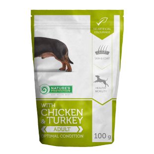 NATURE'S PROTECTION konservsööt täiskasvanud koertele kana- ja kalkuniga 100 g x 22