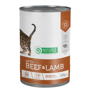 NATURE'S PROTECTION konservsööt täiskasvanud kassidele veise- ja lambalihaga 400 g