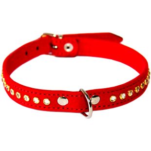HIPPIE PET Ошейник, велюровый, с глазками красный, 1.6x40 см