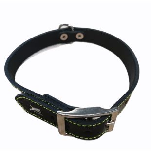 HIPPIE PET Ошейник кожаный, 2.5x55 cм, черный