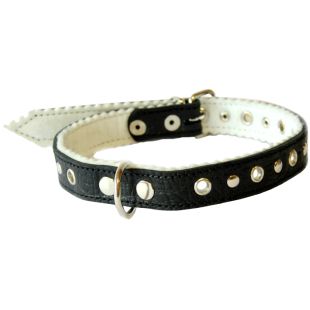 HIPPIE PET Ошейник из флиса, с заклепками 3.0x60 cм, черный