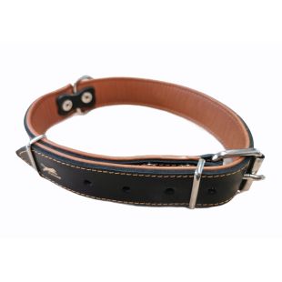 HIPPIE PET Ошейник, кожаный 3.5x65 cм, черный