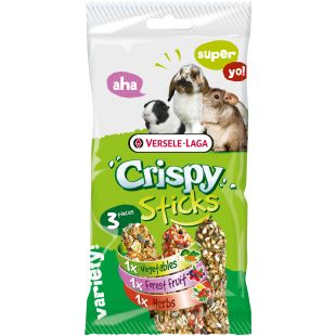 VERSELE LAGA Crispy Sticks Herbivores maiustused närilistele, kolme sorti 3 tk.