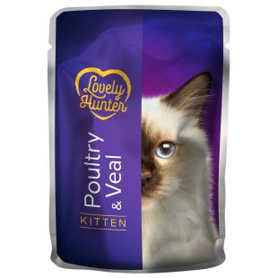 LOVELY HUNTER консервированный корм для молодых кошек, с мясом домашнй птицы и телятиной 85 г