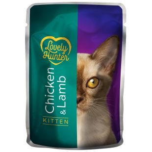 LOVELY HUNTER консервированный корм для молодых кошек, с курятиной и ягнятиной 85 г