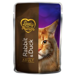 LOVELY HUNTER Adult kassikonservid küüliku- ja pardilihaga 85 g
