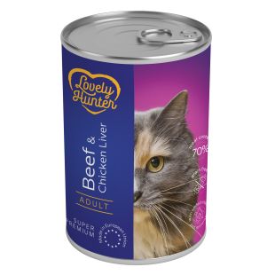 LOVELY HUNTER konservsööt täiskasvanud kassidele veiseliha ja kanamaksaga 400 g