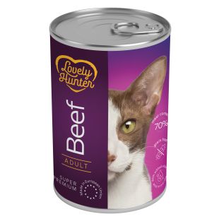 LOVELY HUNTER консервированный корм для взрослых кошек, с говядиной 400 г