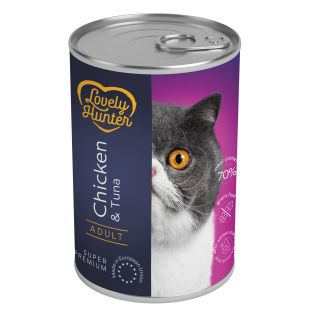 LOVELY HUNTER konservsööt steriliseeritud täiskasvanud kassidele kana- ja tuunikalaga 400 g