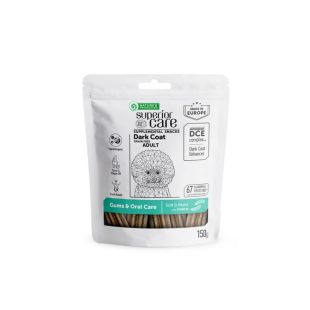 NATURE'S PROTECTION SUPERIOR CARE Igat tõugu täiskasvanud, tumeda karvaga koertele suuhügieeni toetamiseks, teraviljavaba toidulisand-maiused putukatega 150 g